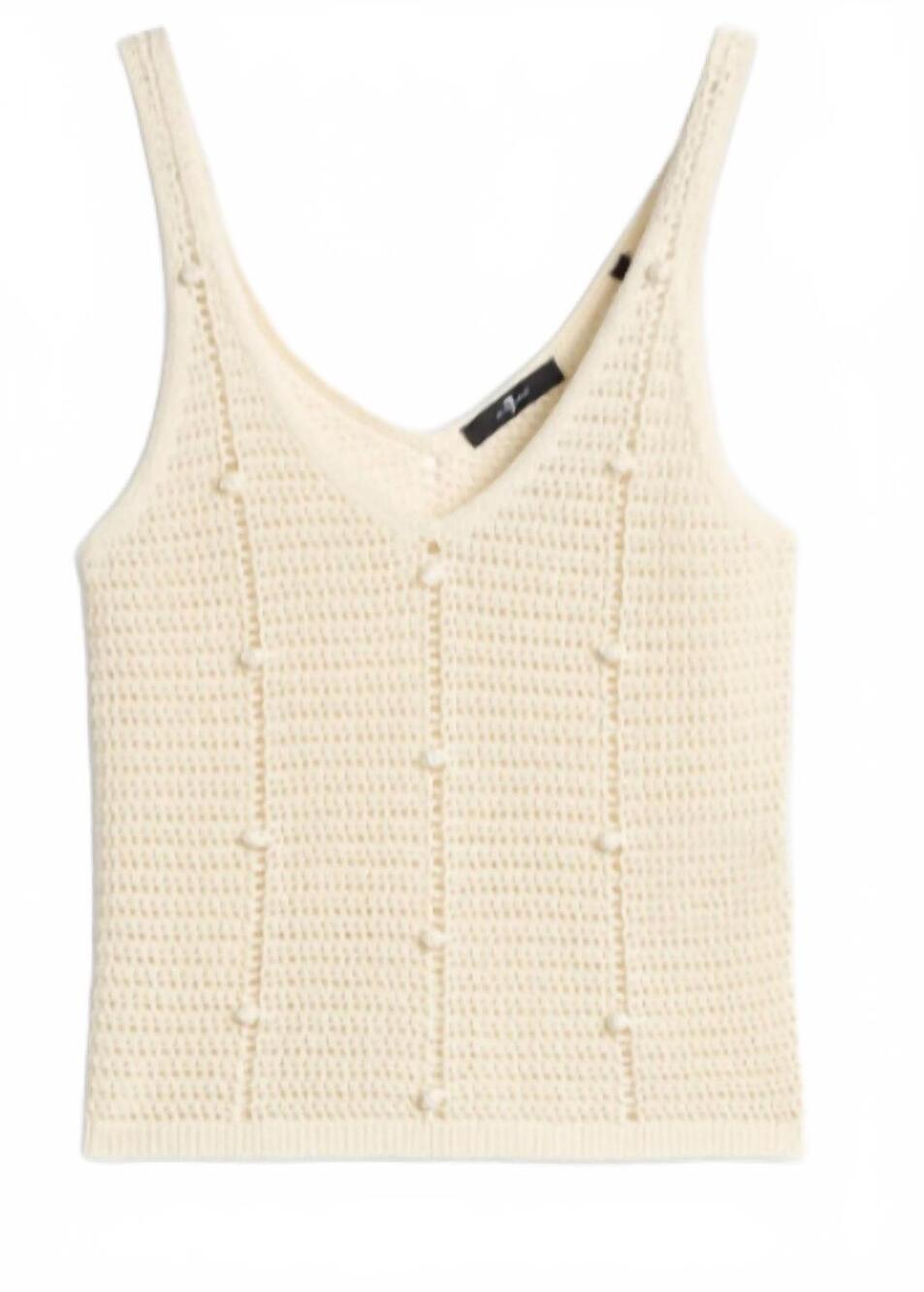 NEW 7 FOR ALL MANKIND women's bobble tank in cotton ecru